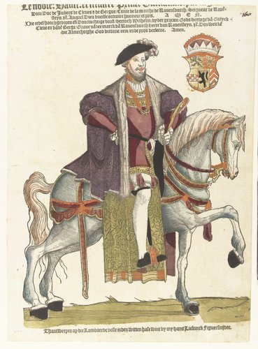 Portret van hertog Willem van Kleef, Gulik en Berg, graaf van Mark, heer van Ravenstein te paard