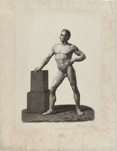Academiestudie: staande naakte man by Johannes Philippus Lange