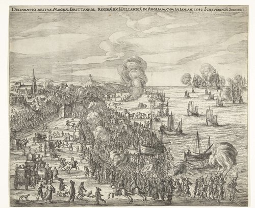 Delineatio abitus Magnae Brittanniae Reginae ex Hollandia in Angliam, cum 29 Jan: An: 1643 Scheveninga Solveret