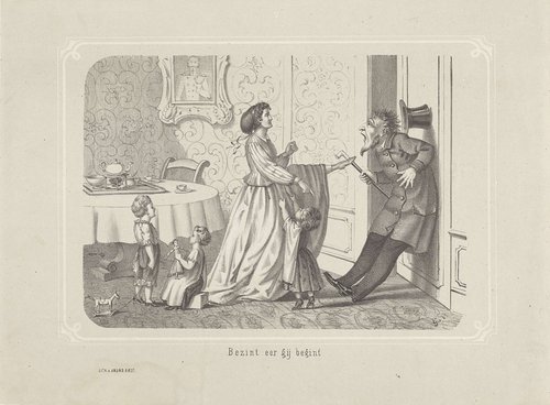 Vrouw trapt man de deur uit