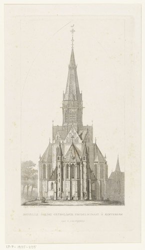 Gezicht op de oostzijde van de Vondelkerk te Amsterdam