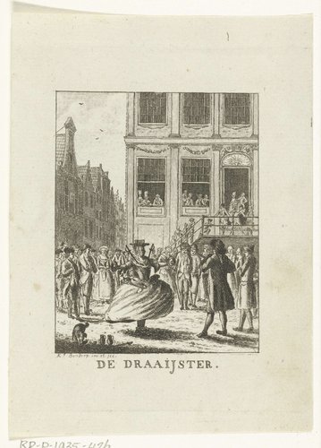 Vrouw draaiend met voorwerpen voor publiek op kermis by Carel Frederik Bendorp (I)