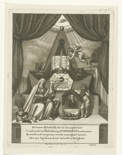 Allegorische compositie op de dood van predikant Andreas Andriessen