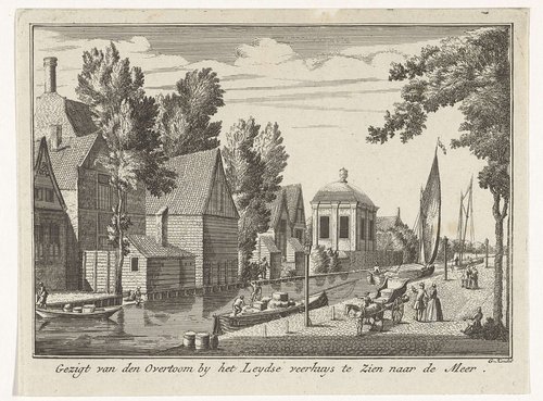 Gezigt op den Overtoom bij het Leydse Veerhuys te Zien naar de Meer