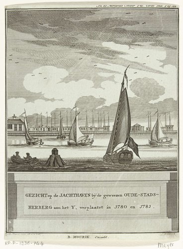 Gezicht op de Jachthaven bij de geweezen Oude- Stads-Herberg aan het Y, verplaatst in 1780 en 1781 by Mathäus Berkman