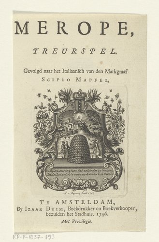 Titelpagina voor: Merope, Treurspel. Amsterdam: 1746
