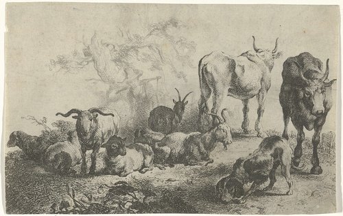 Landschap met vee en een melkmeid