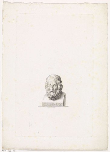 Borstbeeld van de Griekse dichter Homerus by P. Mottet