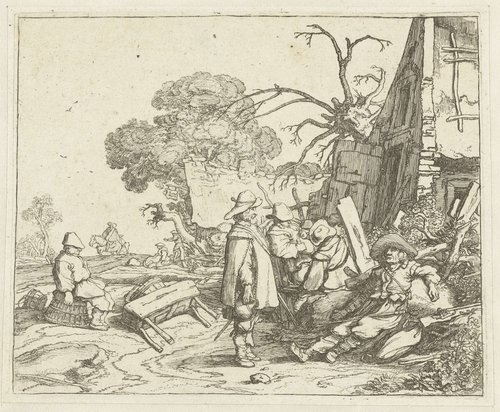 Landschap met soldaten