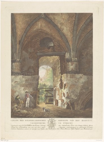 Gezicht vanuit het onderaards gewelf van kasteel Vredenburg in Utrecht