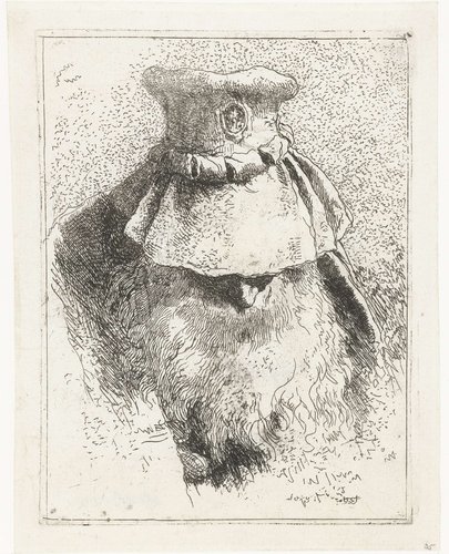Man met gebogen hoofd en grote hoed by Giovanni Domenico Tiepolo