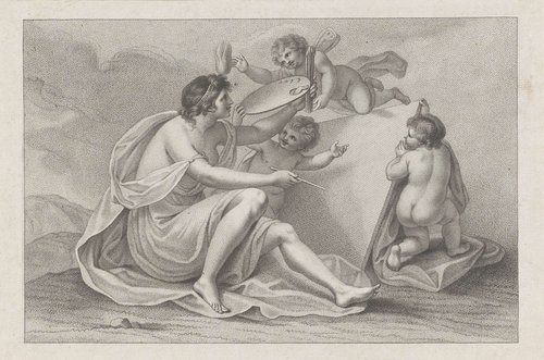 Titelprent met de personificatie van de schilderkunst by Francesco Bartolozzi