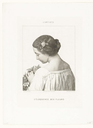 Vrouw met bloemen by Félix Bracquemond