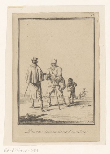 Bedelaar die om een aalmoes vraagt