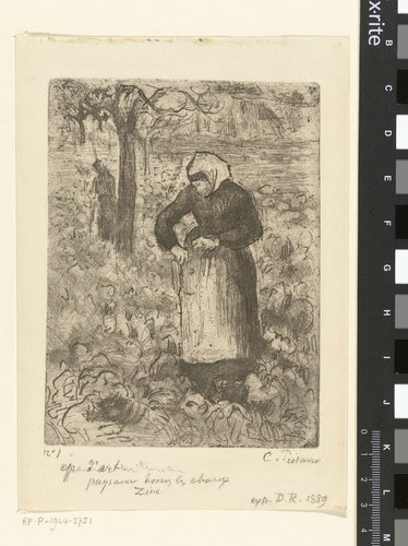 Boerin tussen de kolen by Camille Jacob Pissarro