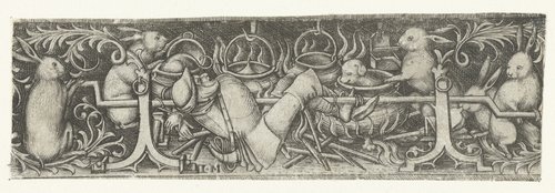 Twee friesvormige ornamenten by Israhel van Meckenem