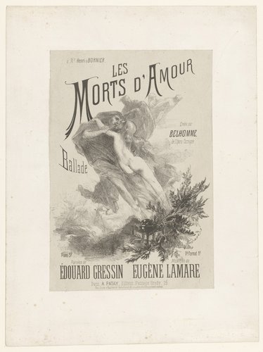 Liedblad met twee geliefden die elkaar omhelzen