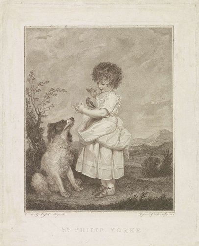 Portret van Philip Yorke met hond en vogel by Francesco Bartolozzi