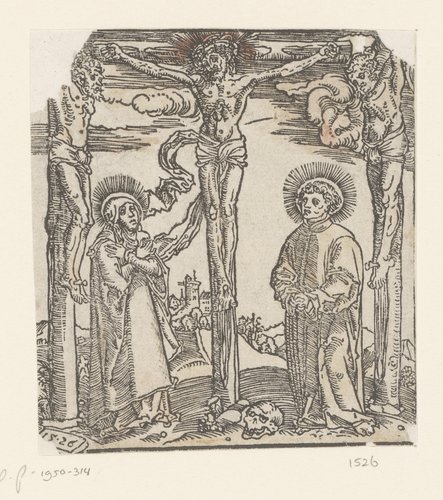 Christus aan het kruis met Maria by anonymous
