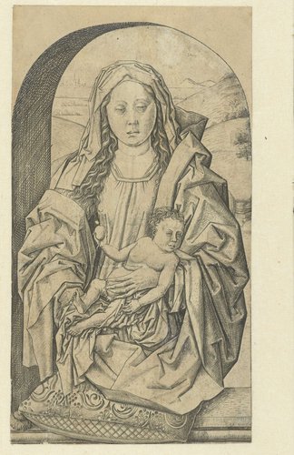 Madonna en kind met een peer