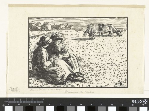 Twee veehoedsters by Lucien Pissarro