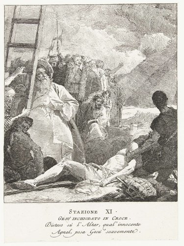 Stazione XI Gesù inchiodato in Croce by Giovanni Domenico Tiepolo
