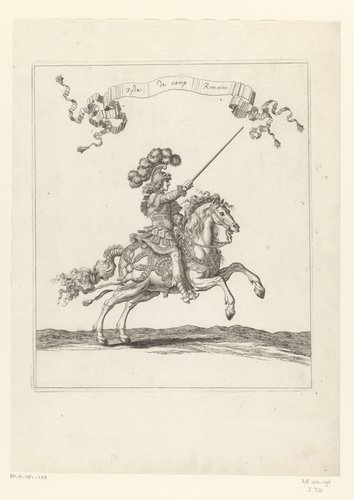 Man te paard in Romeins kostuum