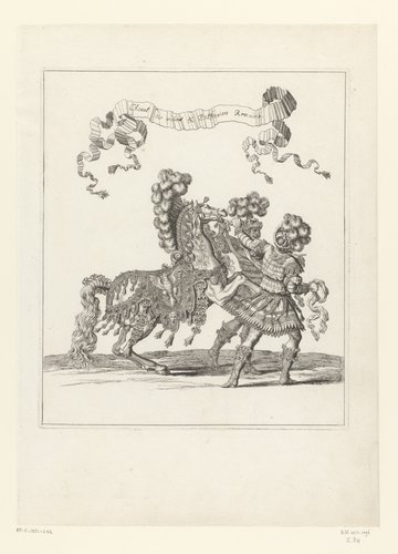 Twee palfreniers met paard in Romeins kostuum by François Chauveau