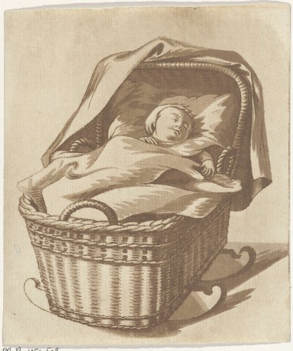 Slapende baby in een wieg