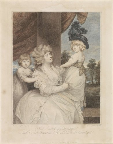 Portret van Jane Stanhope met haar twee kinderen by Francesco Bartolozzi