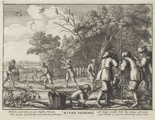 Riviervisserij by Wenceslaus Hollar