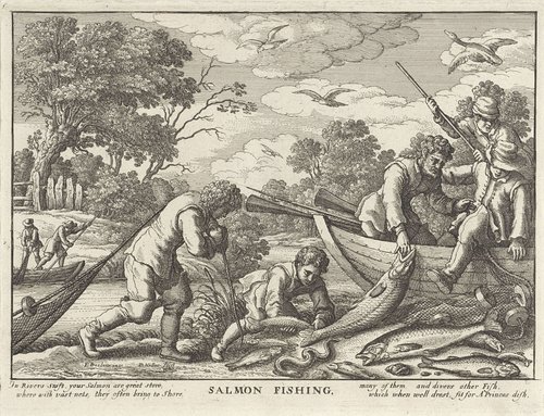 Zalmvisserij by Wenceslaus Hollar