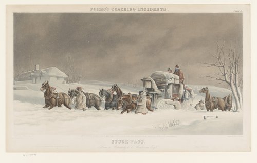 Koets vast in de sneeuw