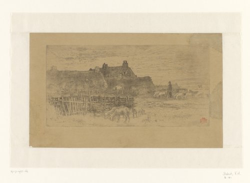 Boerderij met schaapskooien en schapen