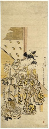 Courtisane fluisterend tegen haar kamuro