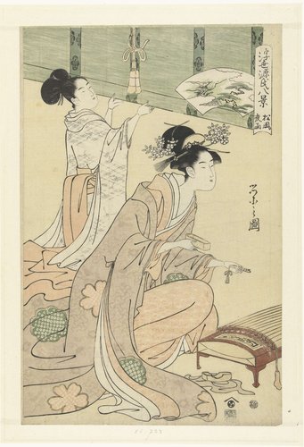 Acht vlietende wereld gezichten van het Genji verhaal.