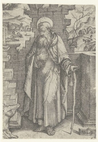 Heilige Antonius de Grote met taukruis en varken