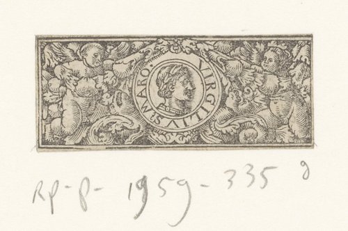 Ornament met portret van Publius Virgilius Maro in medaillon by anonymous; anonymous