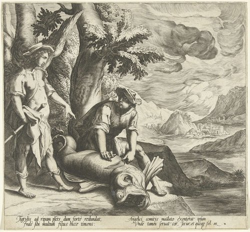 Tobias vangt de grote vis by Zacharias Dolendo