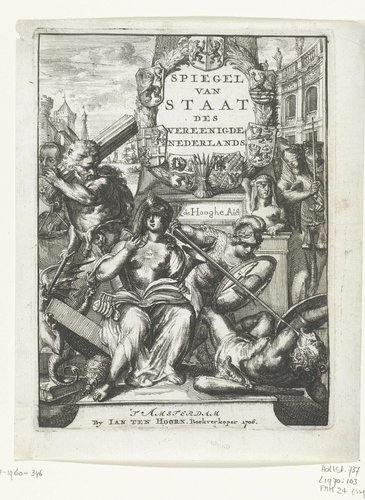 Titelprent voor deel 1 van 'Spiegel van Staat' van Romeyn de Hooghe