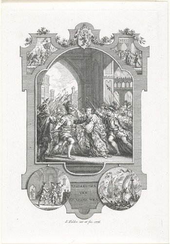 Margaretha van Beieren ingesloten door krijgslieden