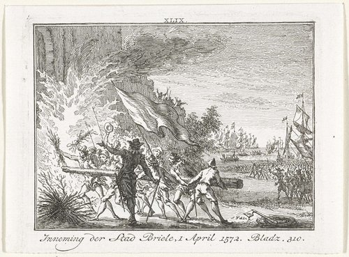 Inname van Brielle by Simon Fokke