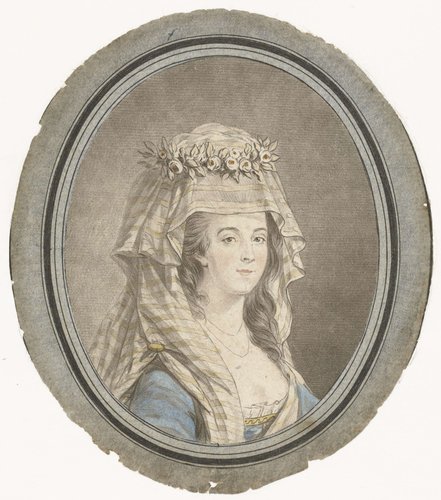 Buste van een vrouw met hoofdtooi