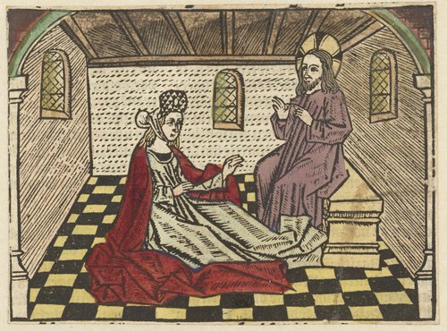 Maria Magdalena luistert naar Christus en bekeert zich
