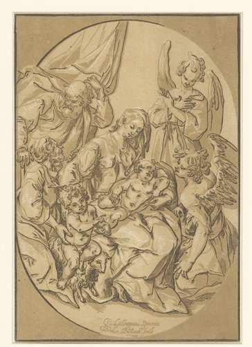 Heilige Familie met Johannes de Doper, Elisabet en twee engelen