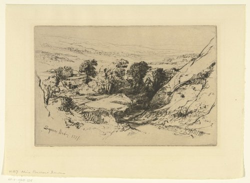 Heuvelachtig landschap met een weg