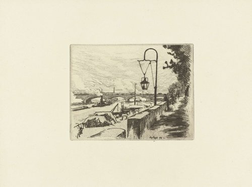 Stadsgezicht met Austerlitzbrug en Seine in Parijs