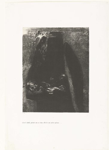 Het is de duivel, de zeven doodzonden op zijn vleugels dragend by Odilon Redon