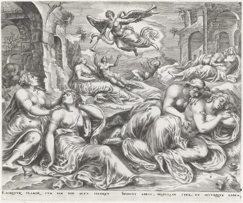 Gelijkenis van de wijze en dwaze maagden by Harmen Jansz Muller