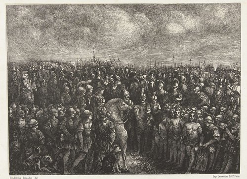 Julius Caesar met het Romeinse leger en gevangenen by Rodolphe Bresdin
